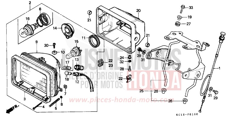 SCHEINWERFER (1) von CB1300 Super Bold'or ABS CANDY ALAMOANA RED-U (R124CU) von 1982